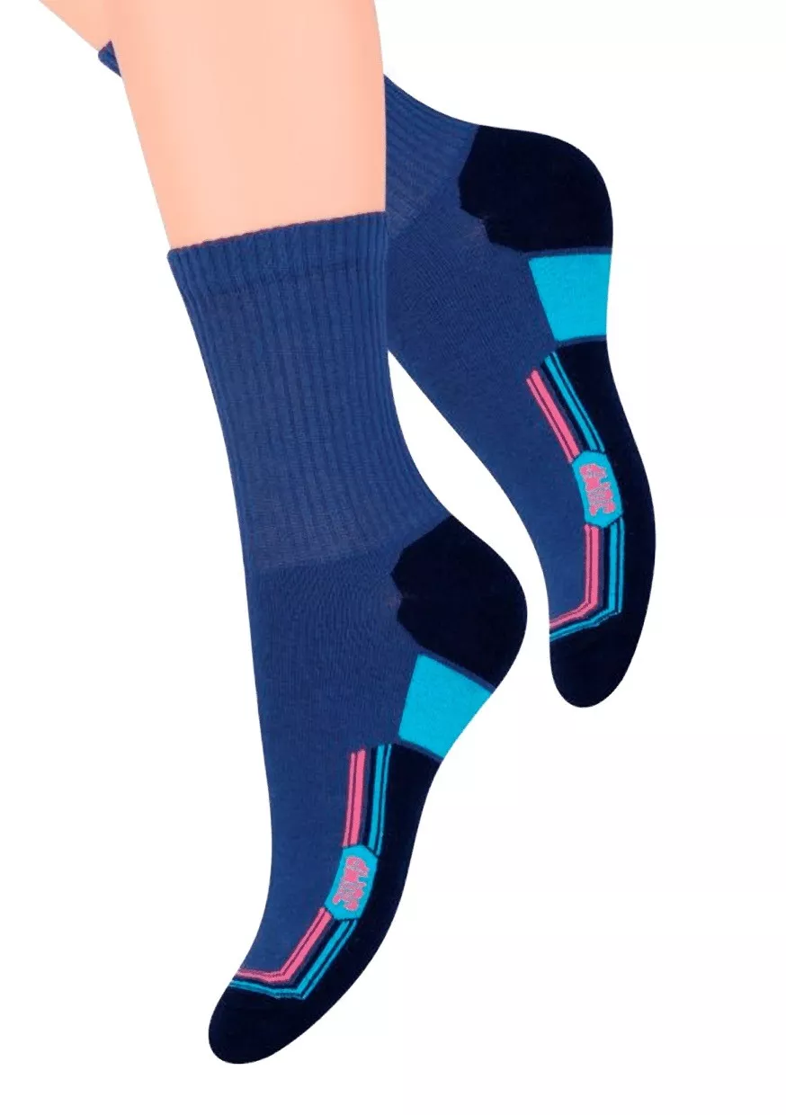 Dámské sportovní ponožky s nápisem Jump 99 Steven 026 Barva/Velikost: modrá tmavá / 38/40