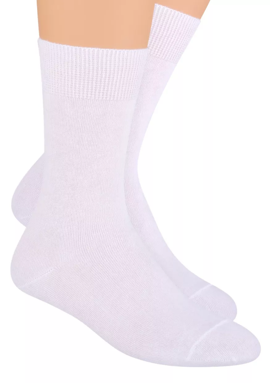 Pánské zdravotní ponožky s lemem 048 STEVEN Barva/Velikost: bílá / 41/43