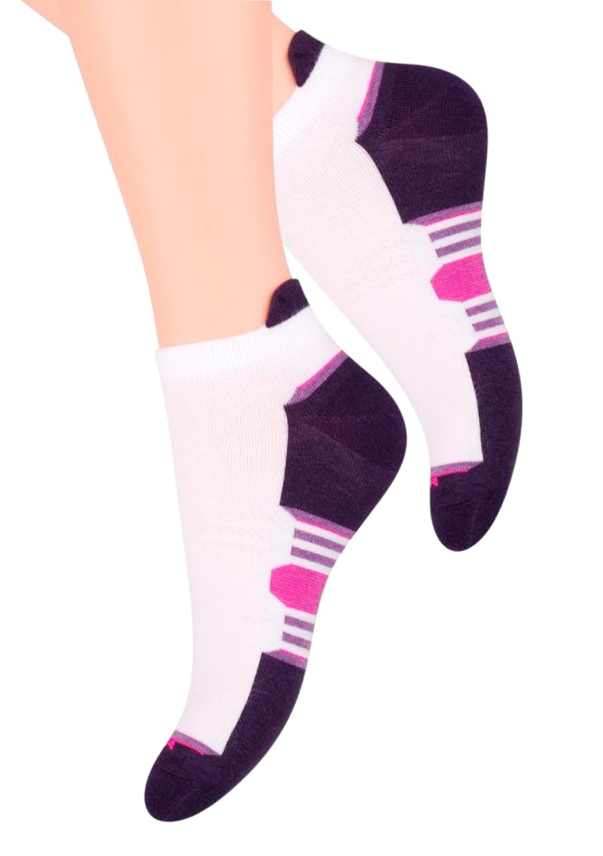 Dámské kotníkové ponožky se vzorem barevného chodidla s jazýčkem 47 STEVEN Barva/Velikost: fialová tmavá / 35/37