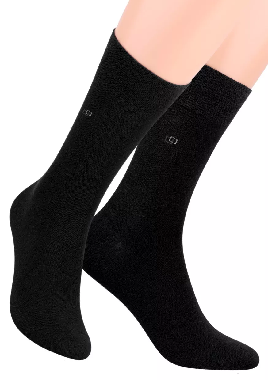 Pánské oblekové ponožky se vzorem dvou čtverců 056/1 STEVEN Barva/Velikost: černá / 45/47