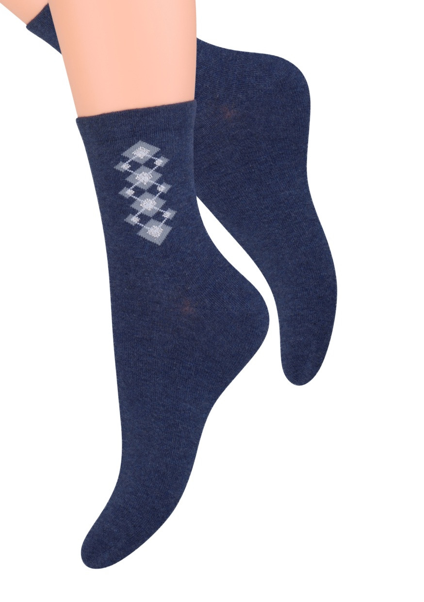 Levně Dámské ponožky se vzorem na kotníku Steven 099/239 Barva/Velikost: granát (modrá) / 35/37