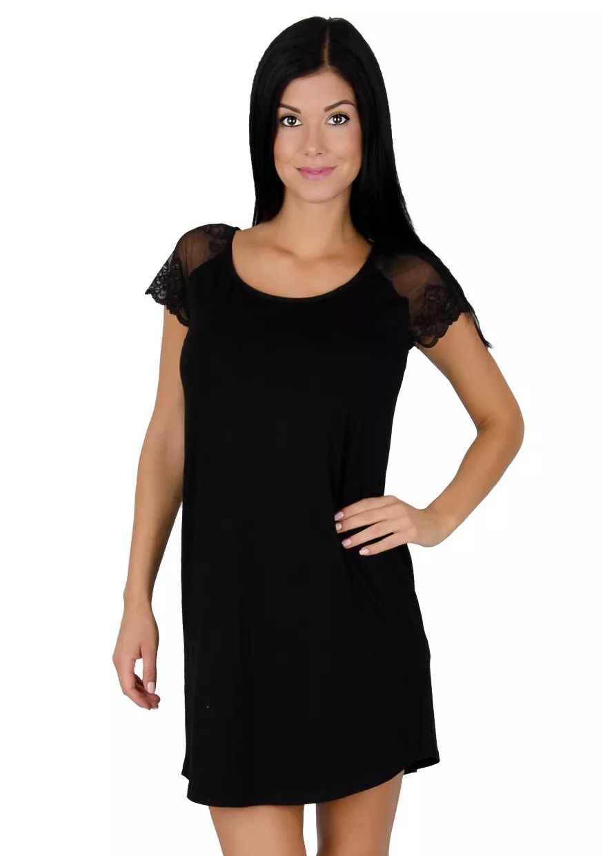 Dámská krajková noční košile Estelle De Lafense Barva/Velikost: černá / XL