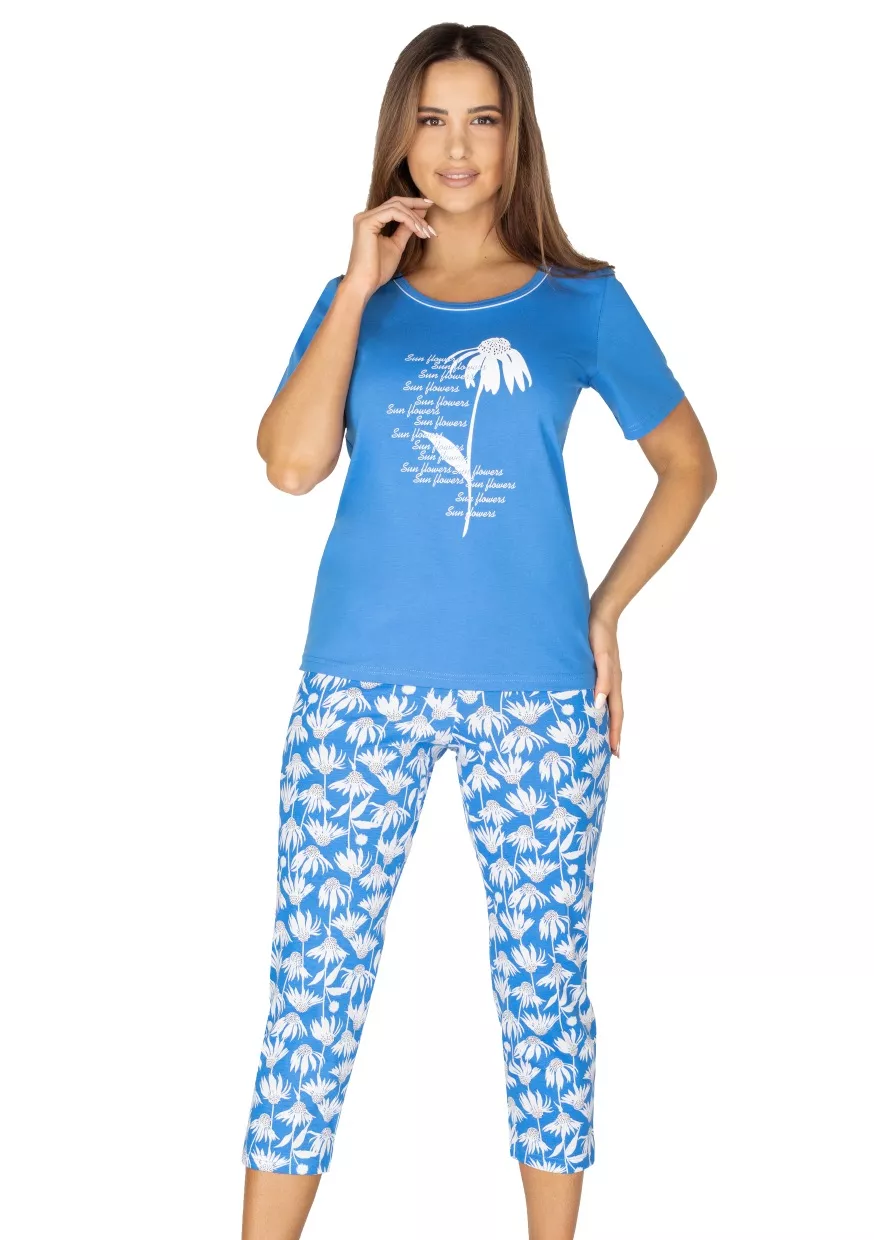 Dámské pyžamo s obrázkem 982/23 REGINA Barva/Velikost: modrá / 3XL