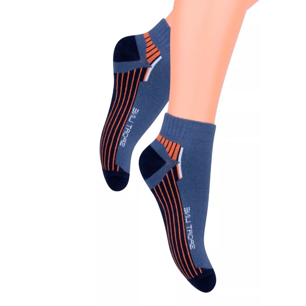 Chlapčenské členkové ponožky s nápisom Sport line 004/74 Steven (Farba / Veľkosť <img KodProduktu="18004074H"> granát (modrá) / 29/31)