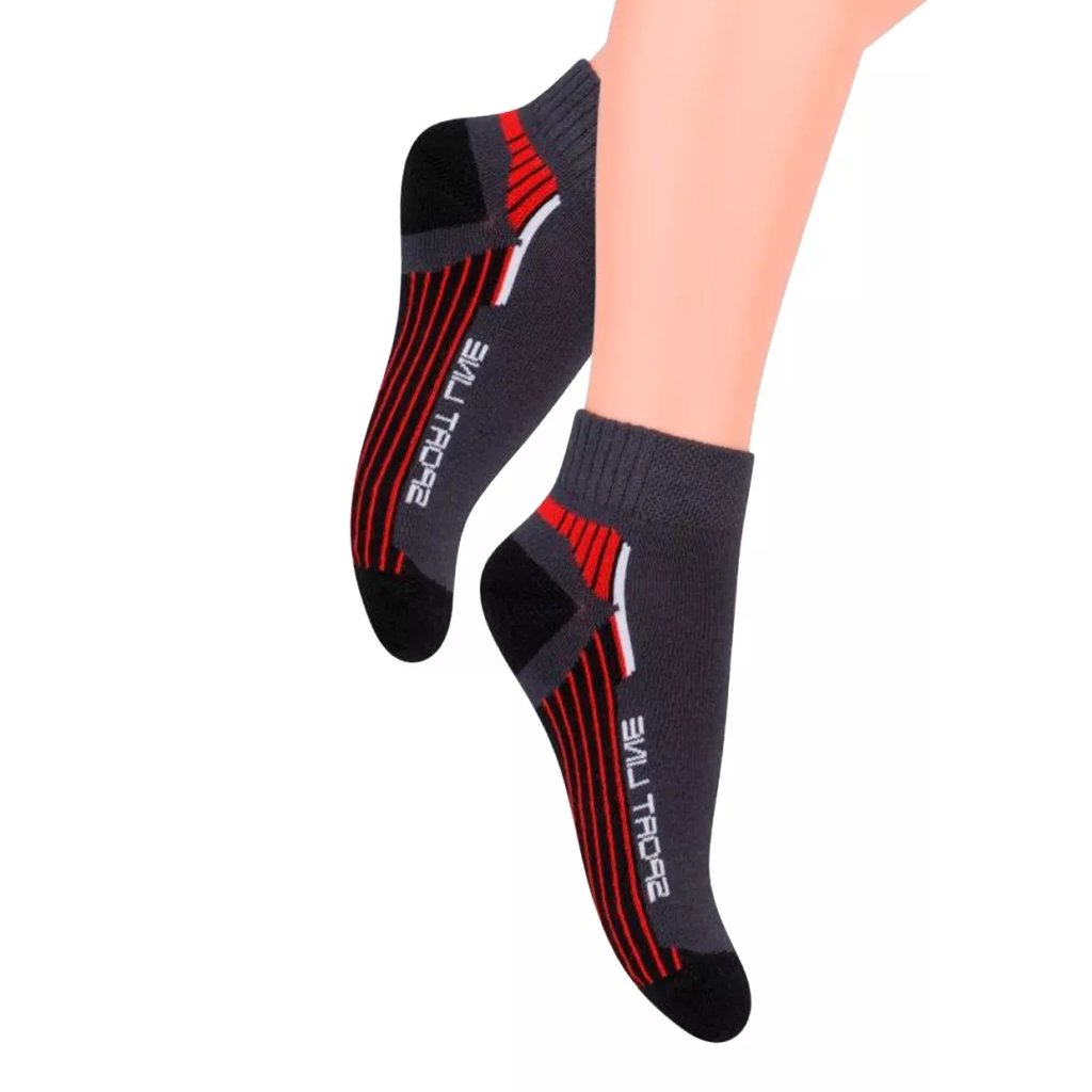 Chlapčenské členkové ponožky s nápisom Sport line 004/75 Steven (Farba / Veľkosť <img KodProduktu="18004075H"> grafit (sivá) / 26/28)
