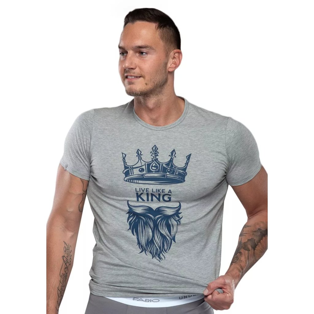 Pánske tričko Hard 09 / 1-82 / 823 FABIO (Farba / Veľkosť <img KodProduktu="2109182823H"> svetlý melír / XL/XXL)