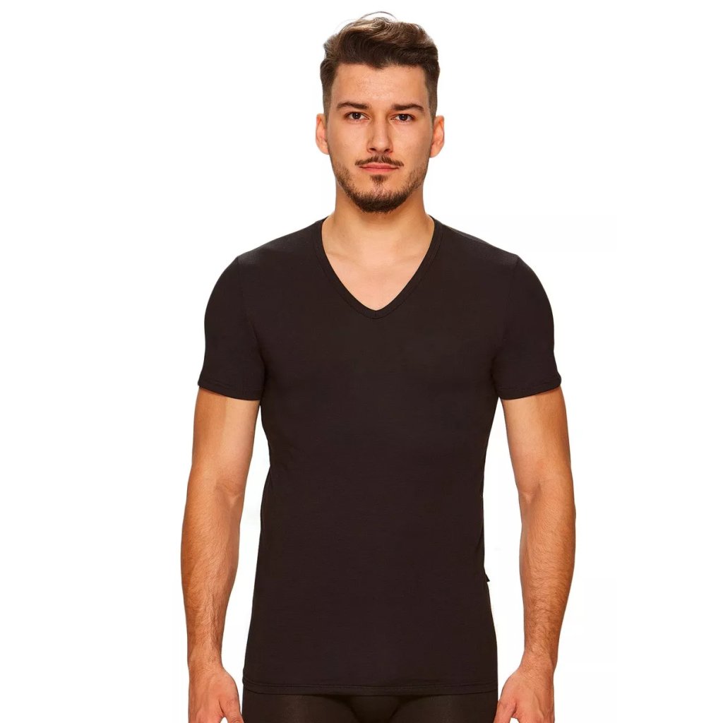 Pánske modalové tričko s krátkym rukávom 01/9-081/1 Fabio (Farba / Veľkosť <img KodProduktu="2101981001H"> čierna / XXL/3XL)