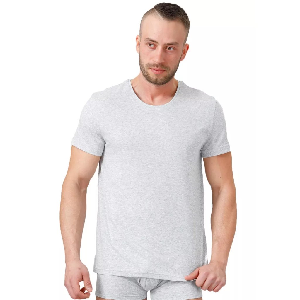Pánske jednofarebné tričko s krátkym rukávom 174 HOTBERG (Farba / Veľkosť <img KodProduktu="40174H"> svetlý melír / XXL/3XL)
