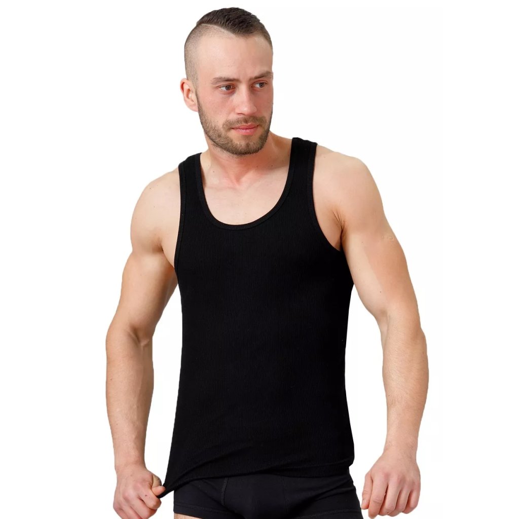Pánske jednofarebné rebrované tielko HOTBERG (Farba / Veľkosť <img KodProduktu="40176H"> svetlý melír / XXL/3XL)