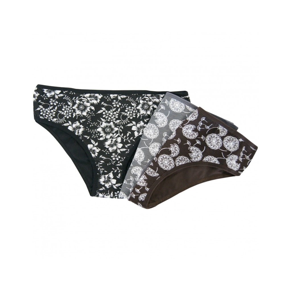 Francúzske nohavičky jarný dekor (Farba / Veľkosť <img KodProduktu="BDM250-28083"> šedá tmavá - púpavy / L/XL)