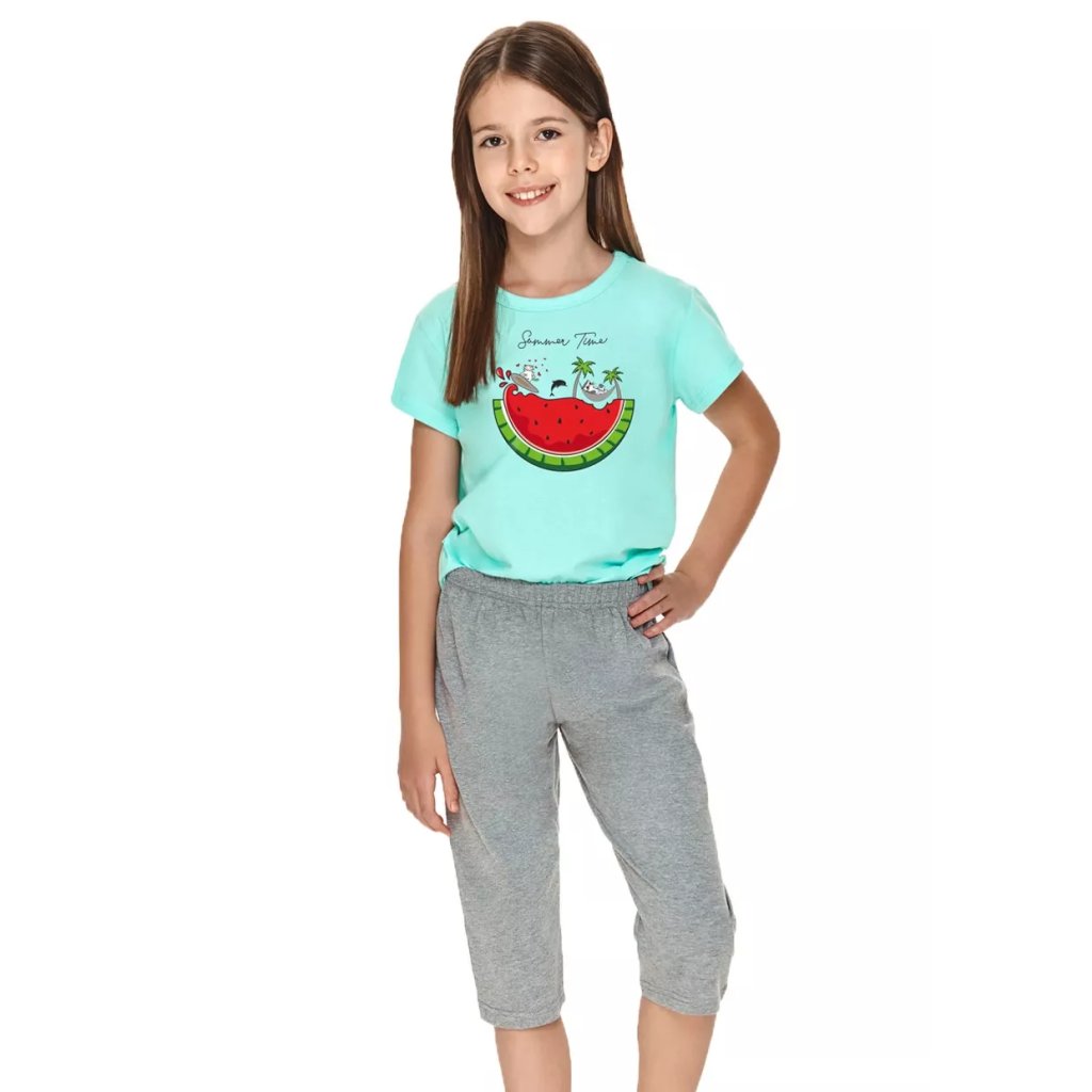 Dievčenské pyžamo Valentina s obrázkom Taro (Farba / Veľkosť <img KodProduktu="04270921H"> tyrkys svetlá / 140)