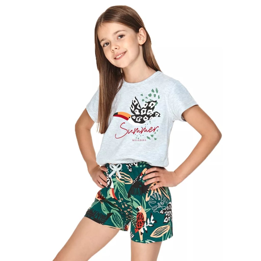 Dievčenské pyžamo Sonia s obrázkom Taro (Farba / Veľkosť <img KodProduktu="04271121H"> svetlý melír / 140)
