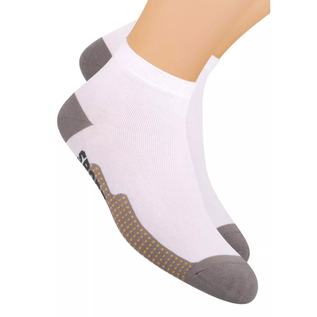 Chlapčenské členkové ponožky športové s nápisom Sport 054/60 STEVEN (Farba / Veľkosť <img KodProduktu="18054108H"> biela-grafit / 38/40)