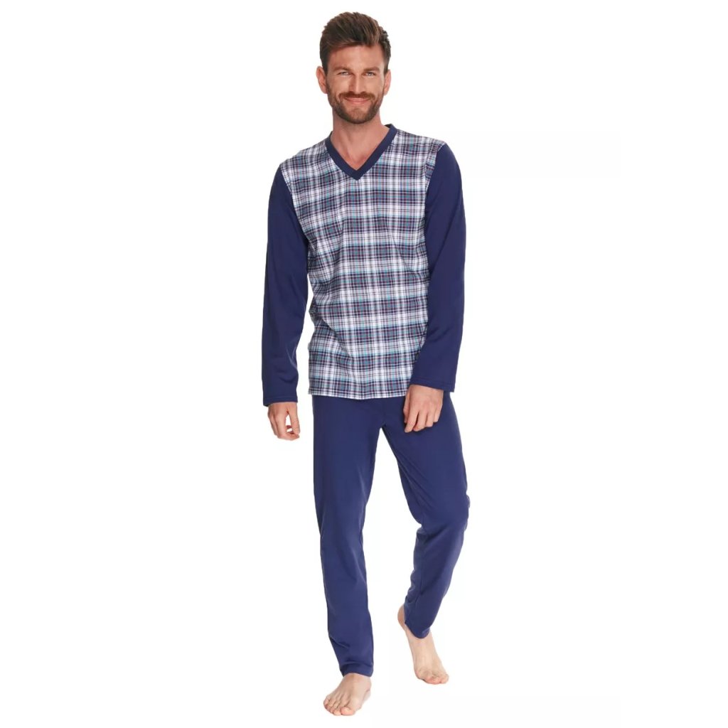 Pánske vzorované pyžamo Victor 2633/2634/21 Taro (Farba / Veľkosť <img KodProduktu="04263221H"> granát (modrá) / 6XL)