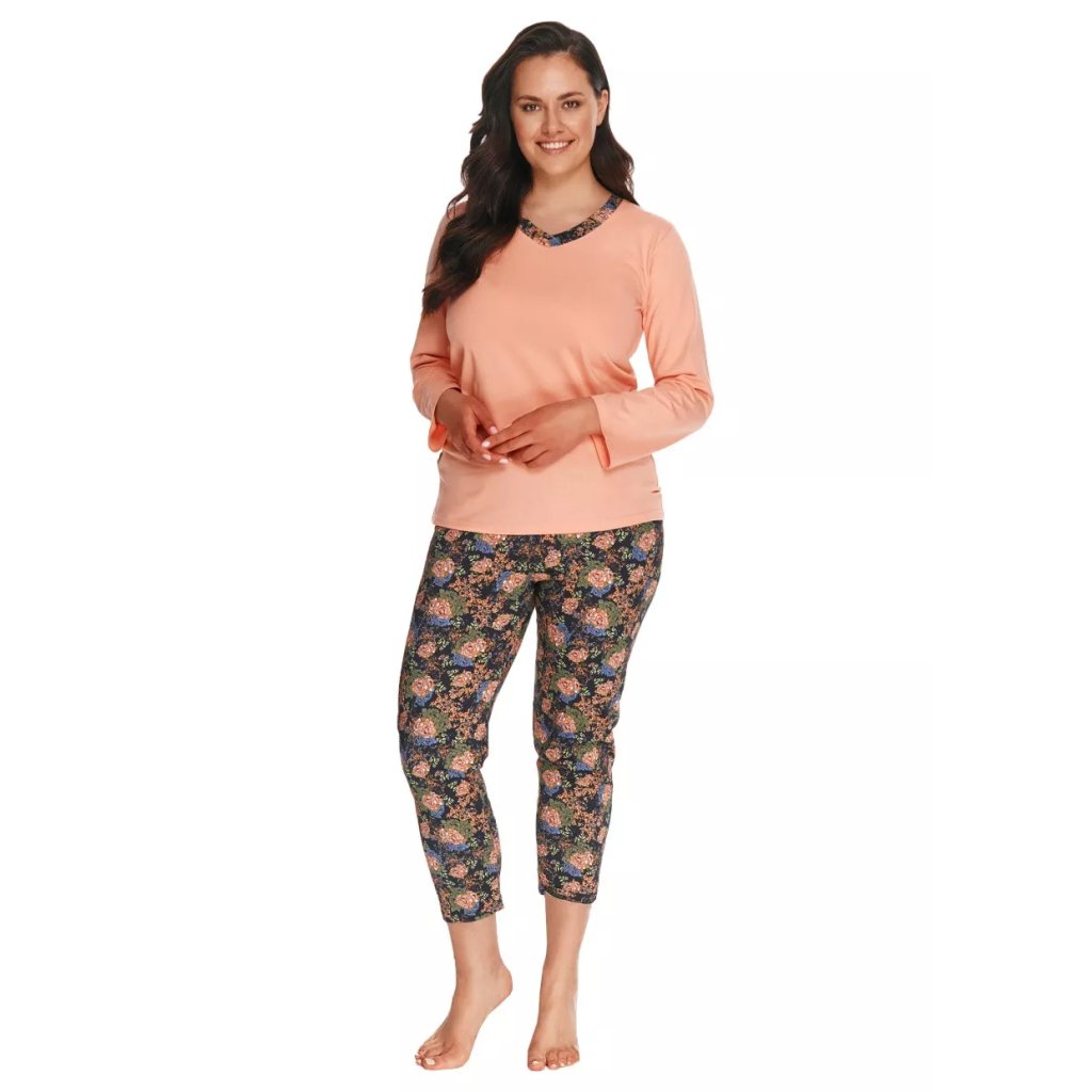 Dámske pyžamo nadmernej veľkosti Luna 2809/21 Taro (Farba / Veľkosť <img KodProduktu="04280921H"> marhuľa / XXL)