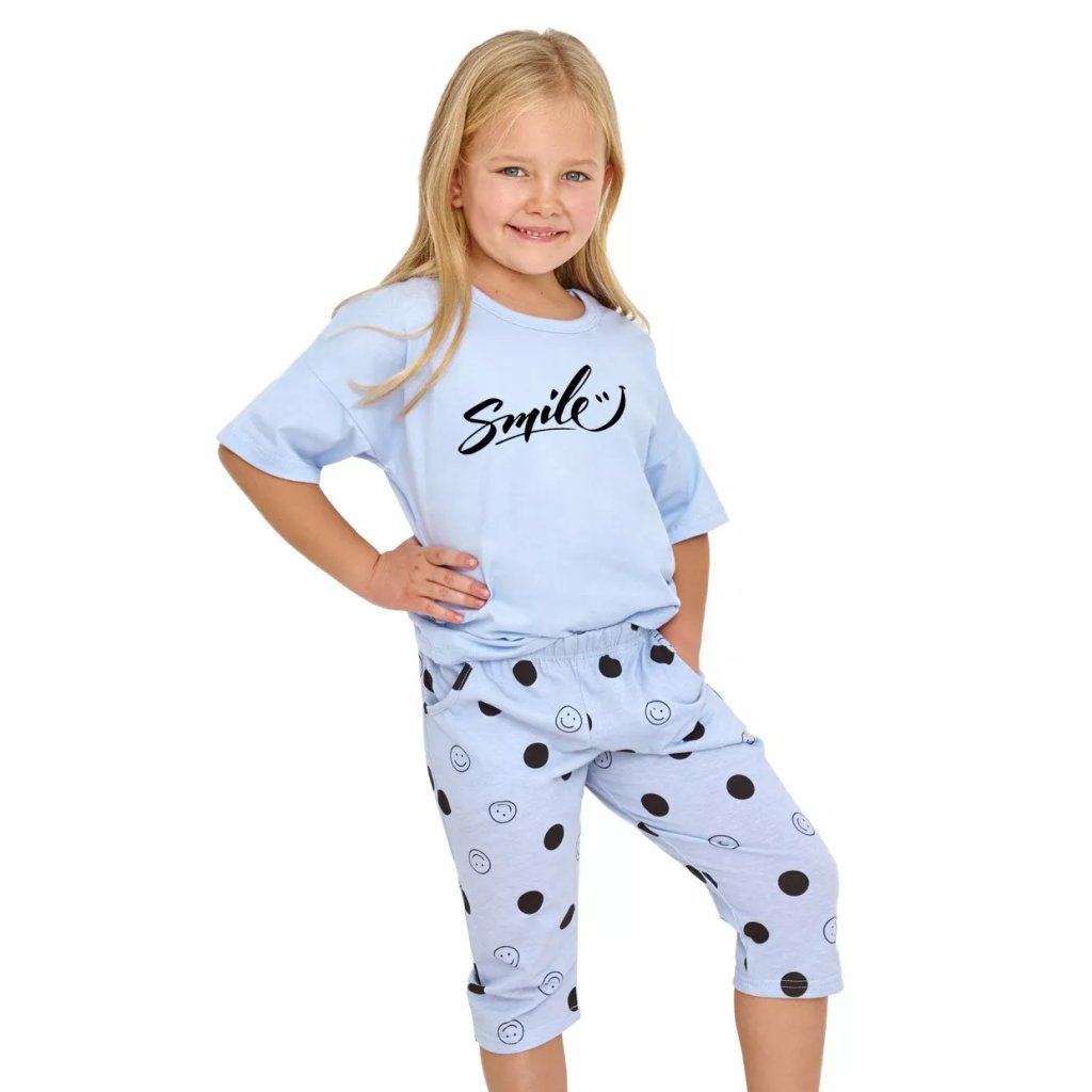Dievčenské pyžamo s nápisom Chloe 2903/2904/31 Taro (Farba / Veľkosť <img KodProduktu="04290331H"> modrá svetlá / 140)