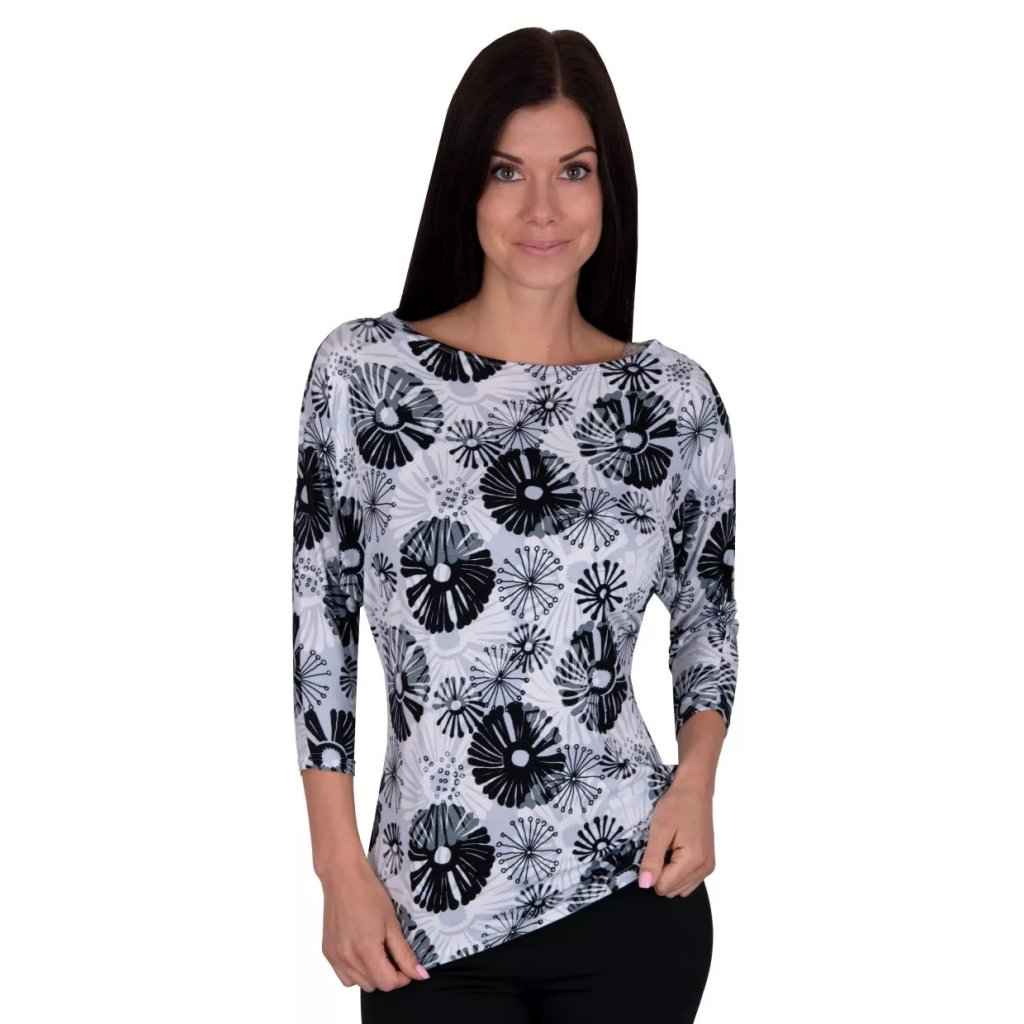 Dámska vzorovaná blúzka Momo HTX010 Babell (Farba / Veľkosť <img KodProduktu="350010htxH"> šedá svetlá / XL/XXL)