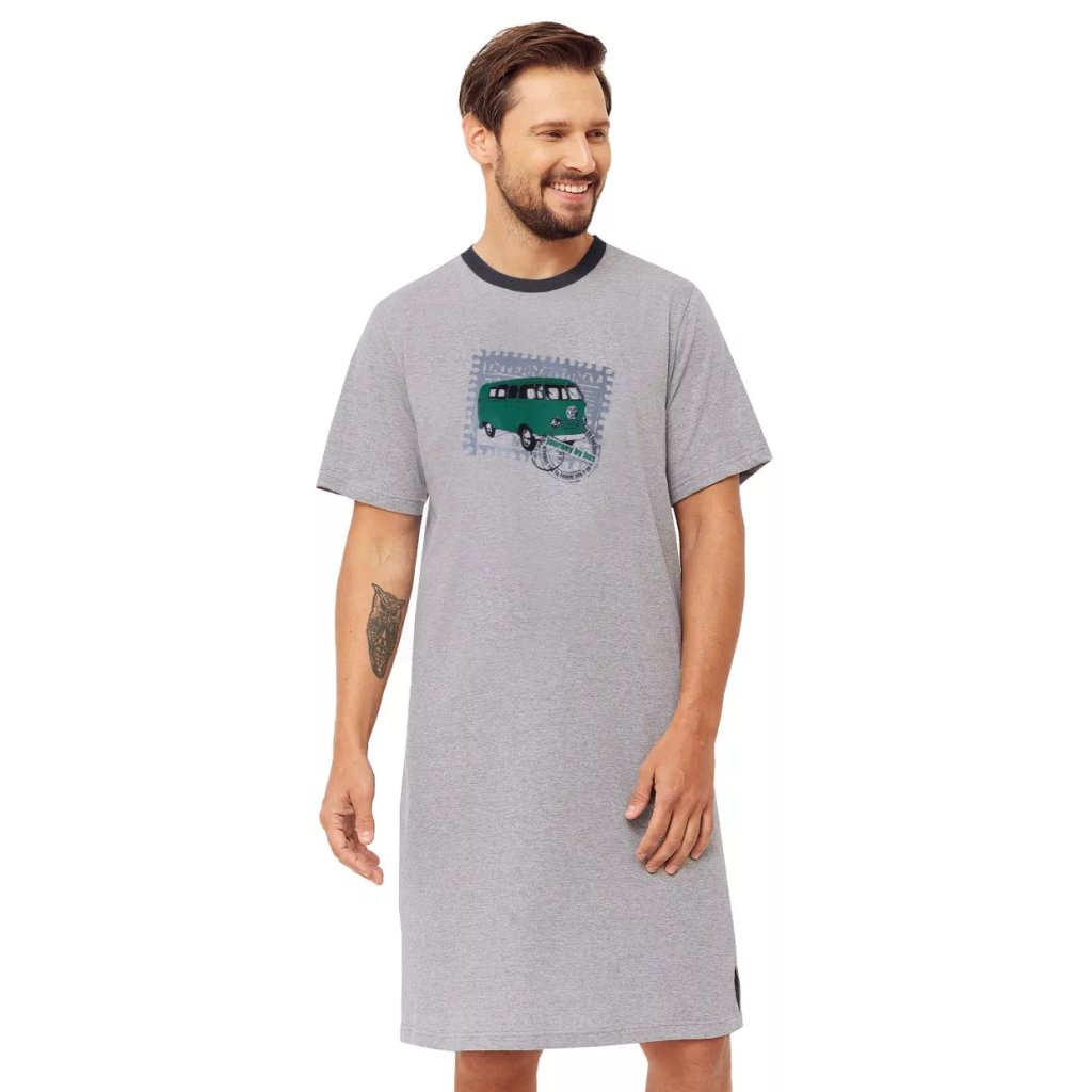 Pánska nočná košeľa s obrázkom Victor 1331/31 Hotberg (Farba / Veľkosť <img KodProduktu="40133131H"> svetlý melír / 4XL)