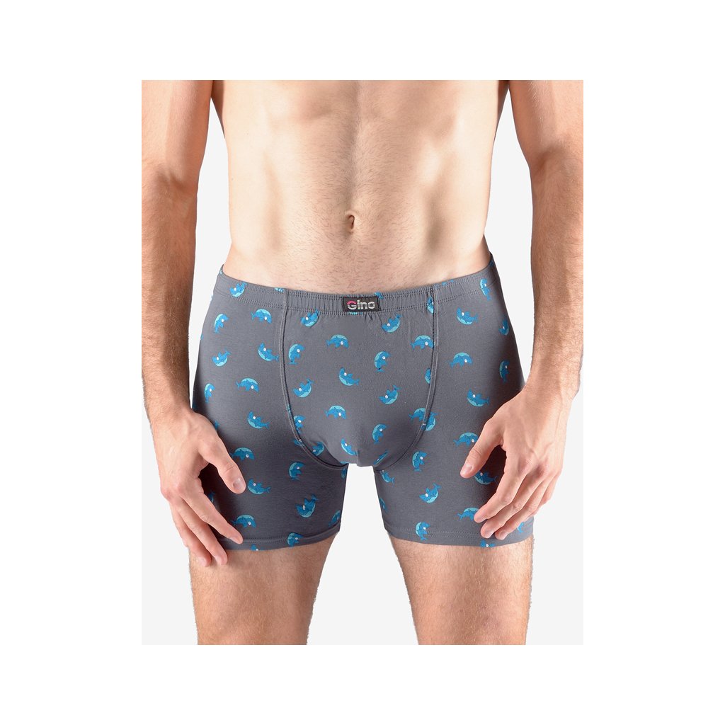 Boxerky s dlhšou nohavičkou 74150P (Farba / Veľkosť <img KodProduktu="74150P"> tm. šedá, tm. tyrkysová / S/M)