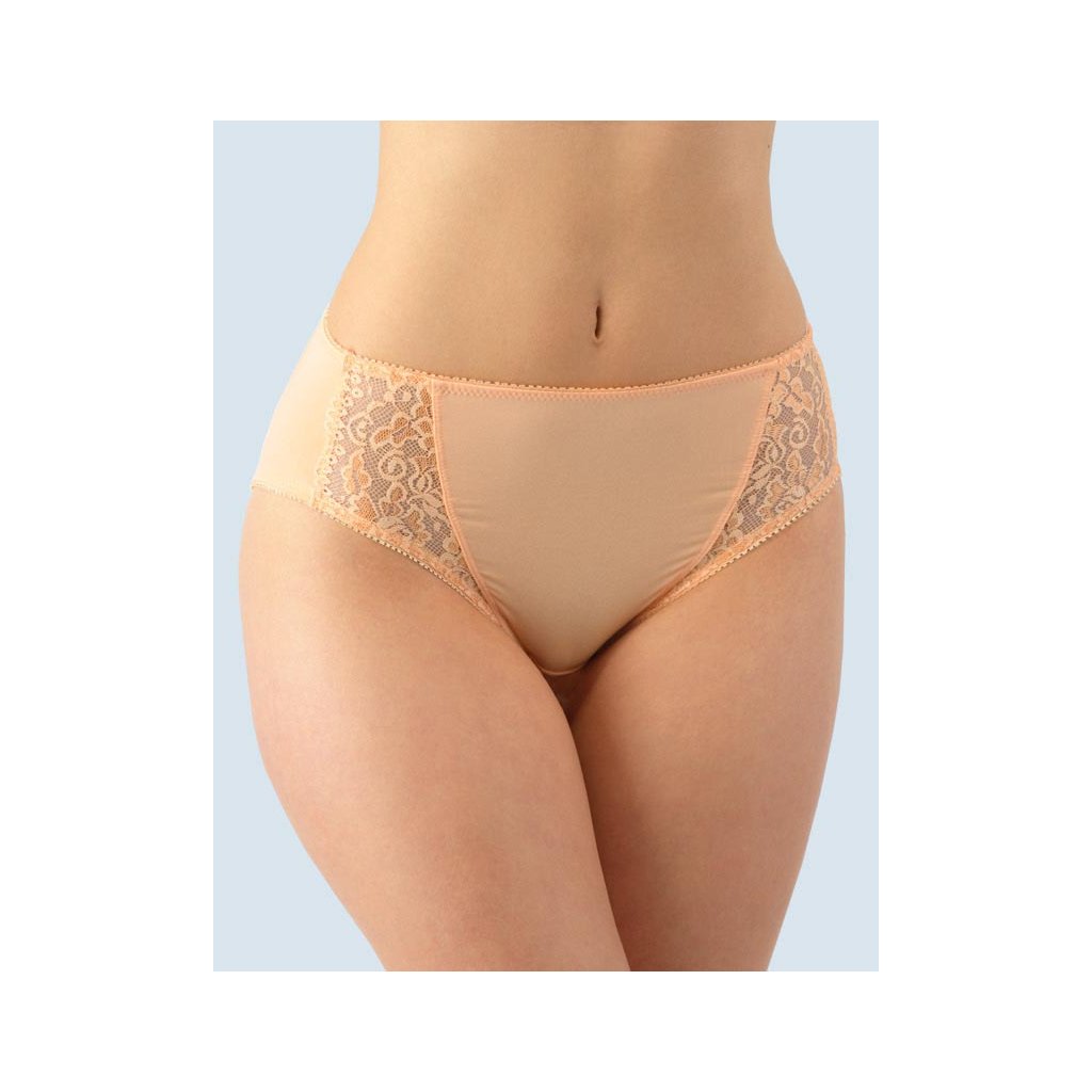 Výhodné balenie 5 kusov - Nohavičky vyššie bok s čipkou 10120P (Farba / Veľkosť <img KodProduktu="10120P"> lososová / L/XL)