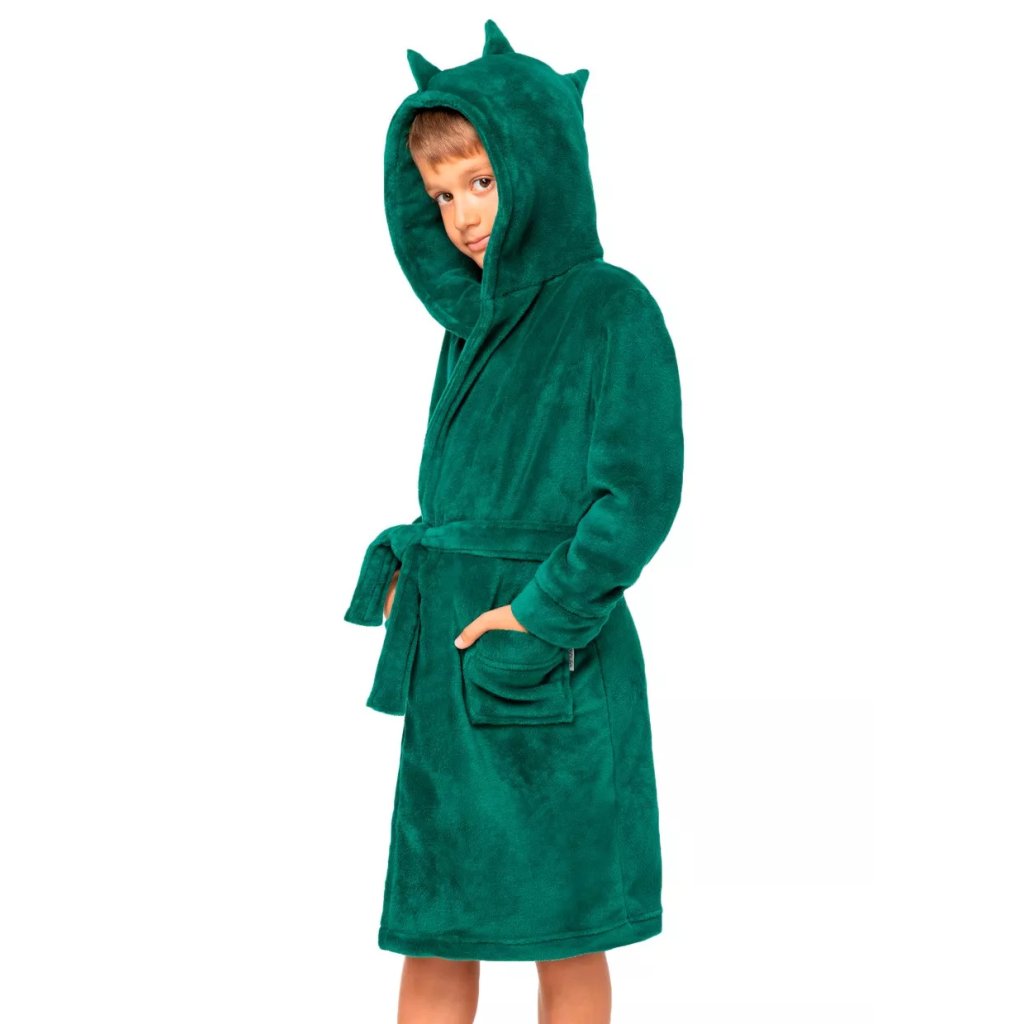 Chlapčenský župan Aligator s kapucňou Envie (Farba / Veľkosť <img KodProduktu="1930100760H"> zelená lahvová / 110/116)