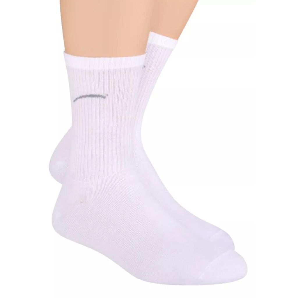 Chlapčenské klasické ponožky jednofarebné s logom 022/1 Steven (Farba / Veľkosť <img KodProduktu="18022001H"> biela / 35/37)