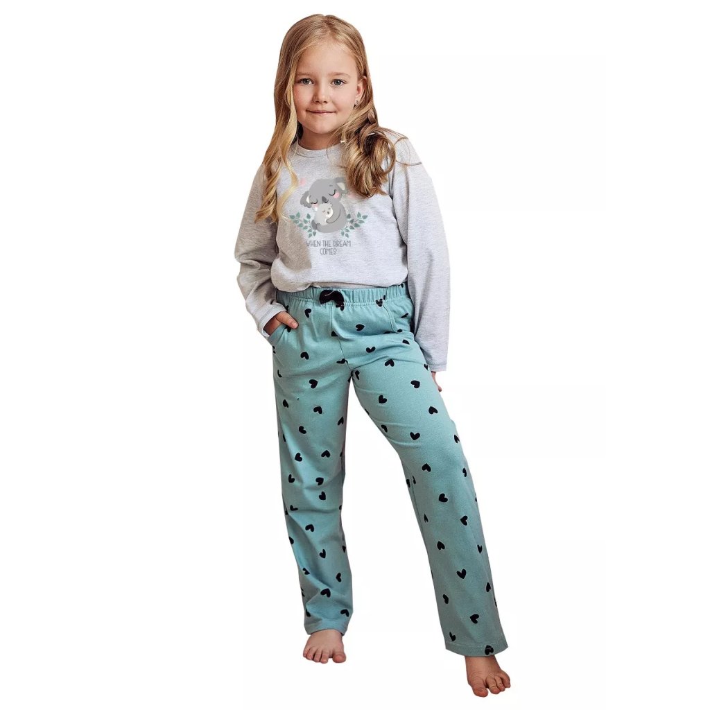 Dievčenské pyžamo s obrázkom Nina 3035/3036 Taro (Farba / Veľkosť <img KodProduktu="043035H"> svetlý melír / 92)