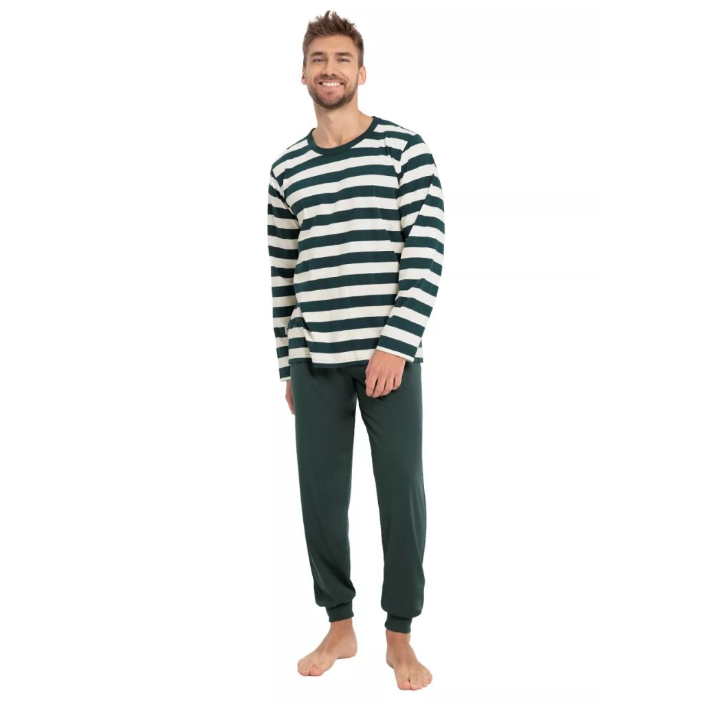 Pánske vzorované pyžamo Blake 3080/3081 Taro (Farba / Veľkosť <img KodProduktu="043080H"> zelená lahvová / XXL)