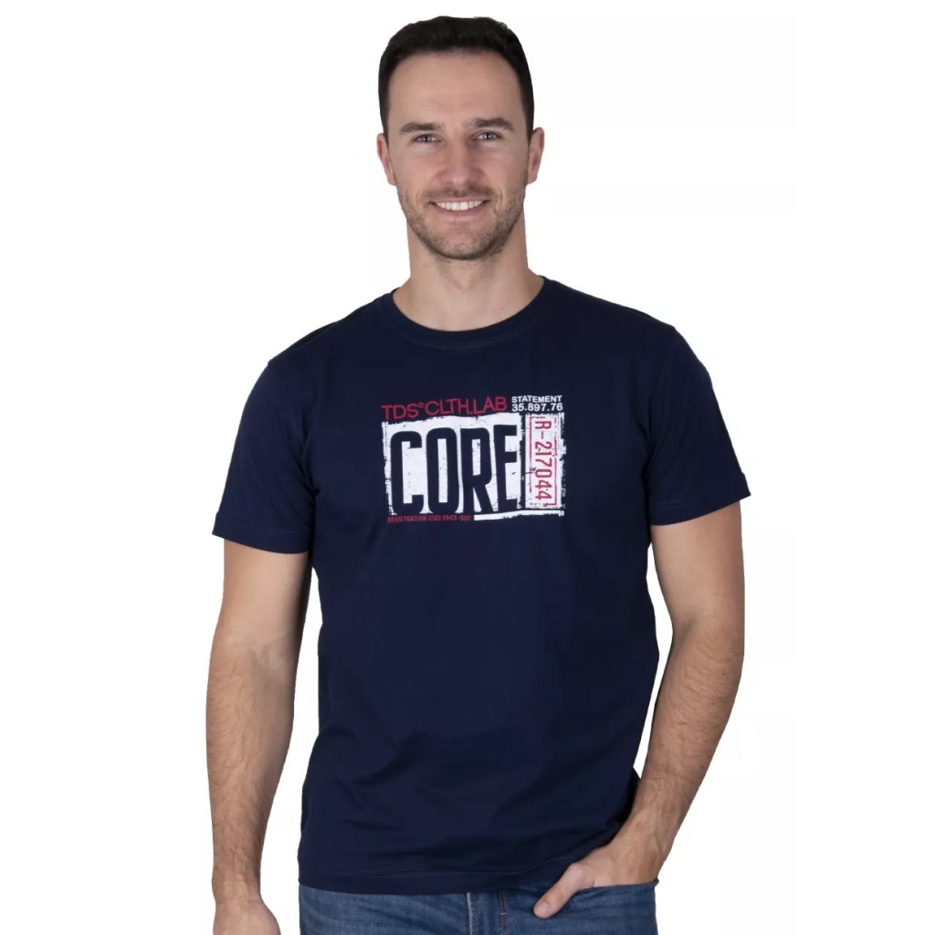 Pánske jednofarebné tričko s krátkym rukávom TDS (Farba / Veľkosť <img KodProduktu="22314H"> granát (modrá) / S/M)