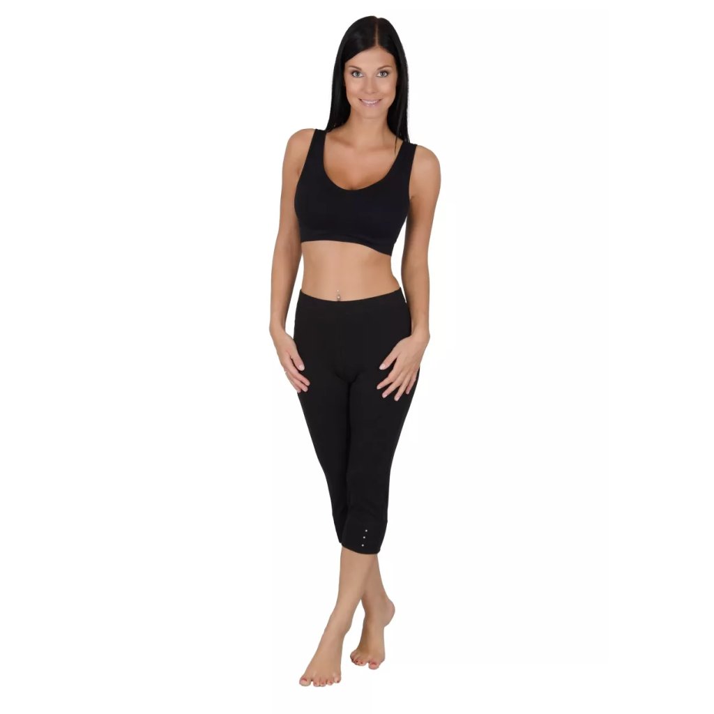 Dámske bavlnené 3/4 nohavice model 127 Dzianel (Farba / Veľkosť <img KodProduktu="340127H"> čierna / XXL/3XL)