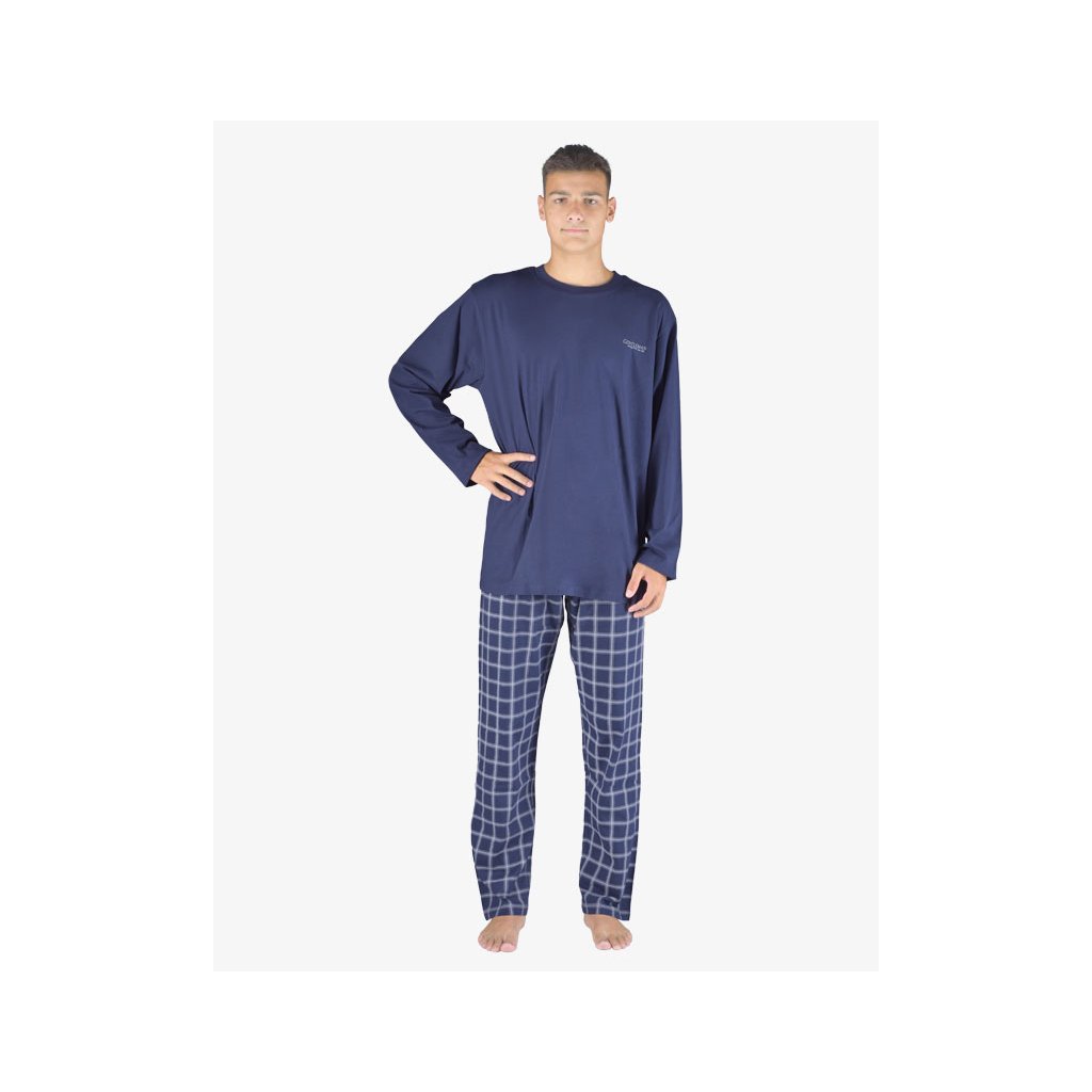 Pyžamo dlhé pánske 79149P (Farba / Veľkosť <img KodProduktu="79149P"> tm.popel, sv. šedá / 3XL)