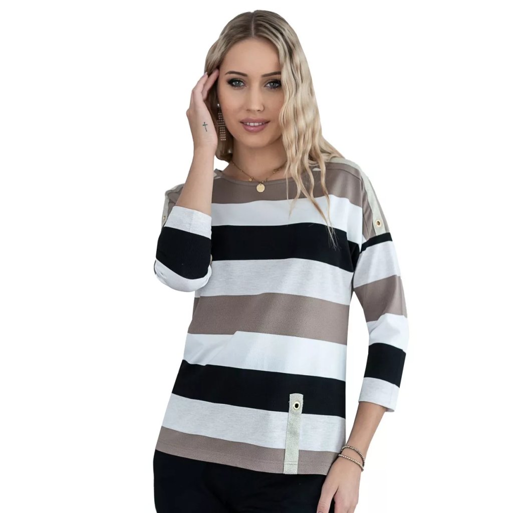 Dámska blúzka 1068 so vzorom pruhov Hajdan (Farba / Veľkosť <img KodProduktu="111068H"> zelená svetlá / XXL/3XL)