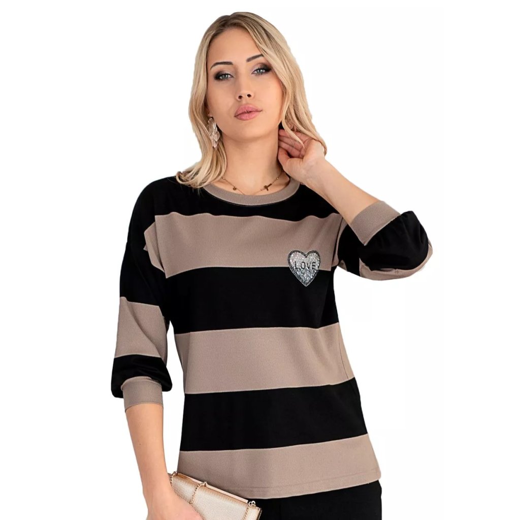 Dámska vzorovaná blúzka s obrázkom1167 Hajdan (Farba / Veľkosť <img KodProduktu="111167H"> cappucino / XS/S)