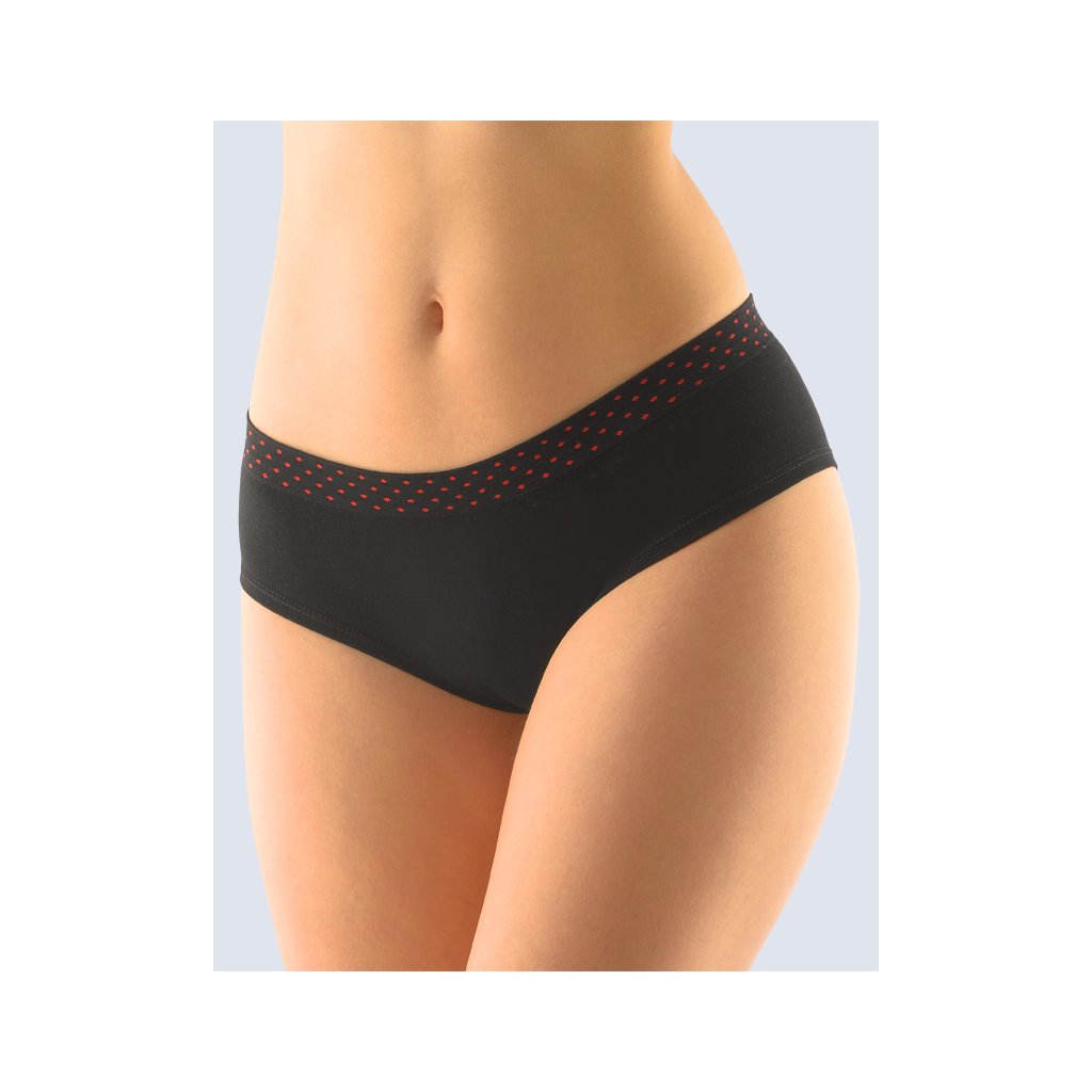 Francúzske nohavičky bambusové Dots 04025P (Farba / Veľkosť <img KodProduktu="04025P"> čierna, červená / L/XL)