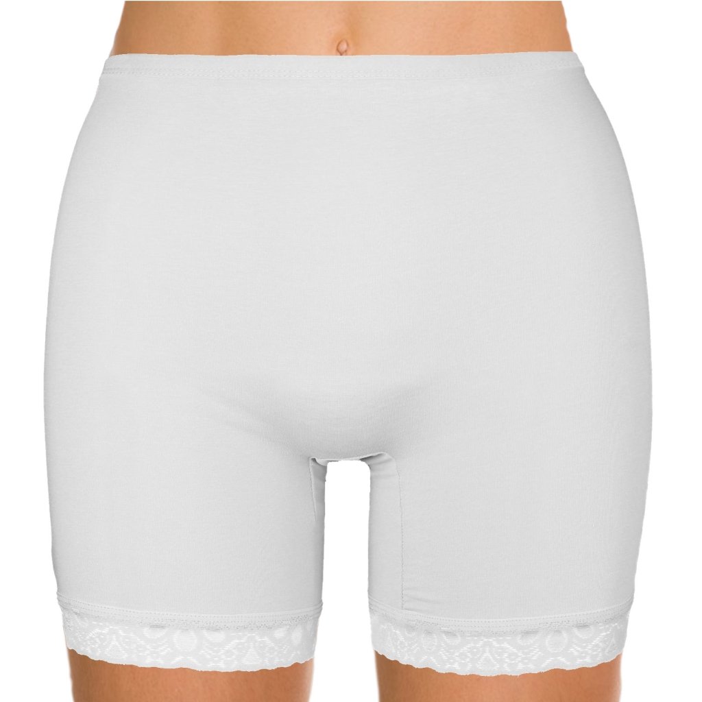 Dámske boxerky vo väčších veľkostiach s čipkou a vyššou nohavičkou Moraj. (Farba / Veľkosť <img KodProduktu="BDM550-22542"> biela / M/L)