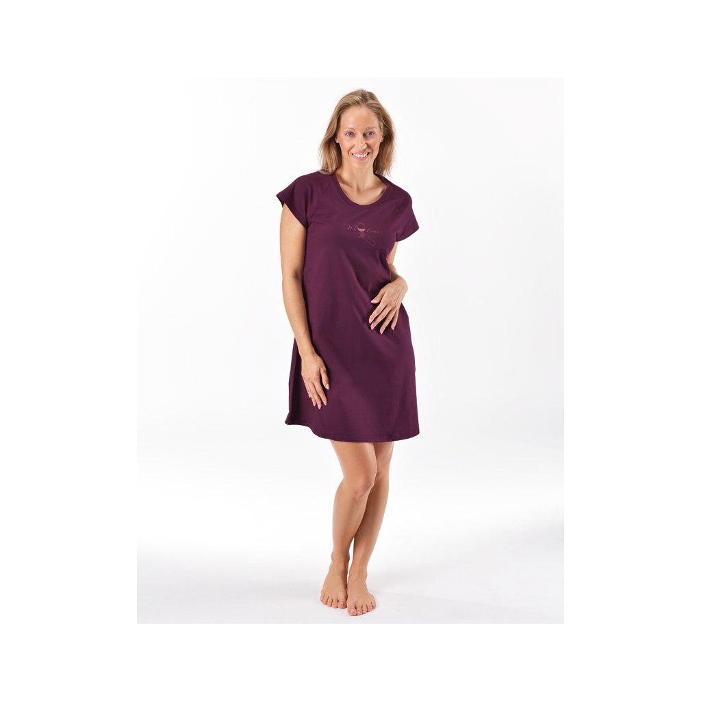 Nočná dámska košieľka, krátky rukáv (Farba / Veľkosť <img KodProduktu="19164P"> umbra, maracuja / 3XL)