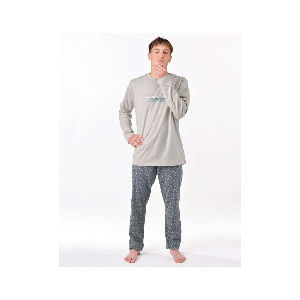 Pyžamo dlhé pánske (Farba / Veľkosť <img KodProduktu="79191P"> sv. šedá, tm. šedá / 3XL)