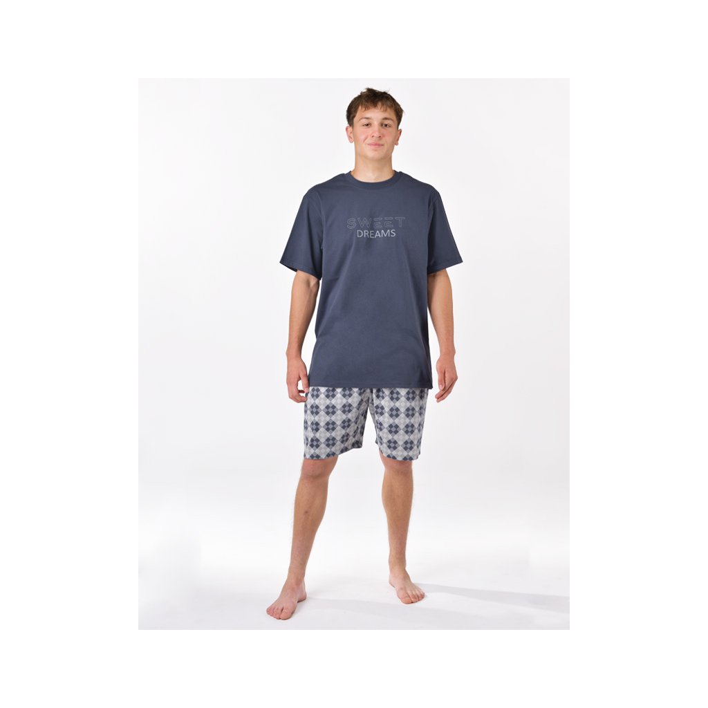 Pyžamo krátke pánske (Farba / Veľkosť <img KodProduktu="79198P"> tm. šedá, sivá / 3XL)
