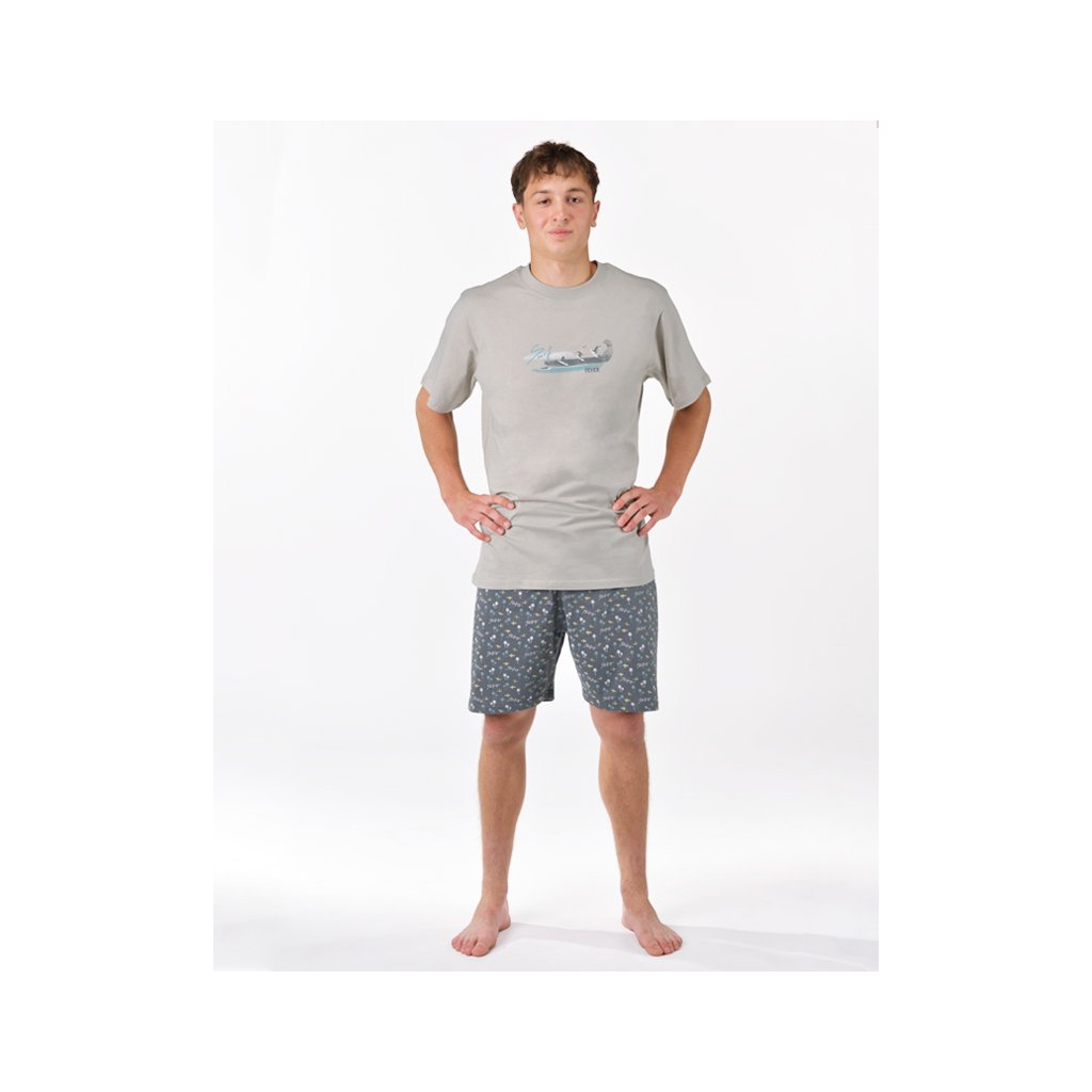 Výhodné balenie 5 kusov - Pyžamo krátke pánske (Farba / Veľkosť <img KodProduktu="79190P"> sv. šedá, tm. šedá / XXL)