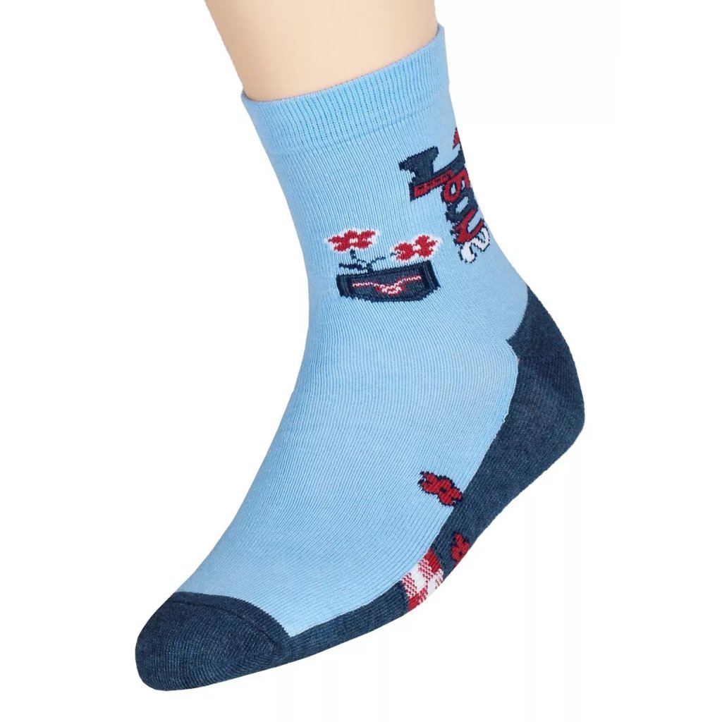 Dievčenské klasické ponožky s nápisom Jeans 014/81 Steven (Farba / Veľkosť <img KodProduktu="18014d081H"> modrá svetlá / 26/28)