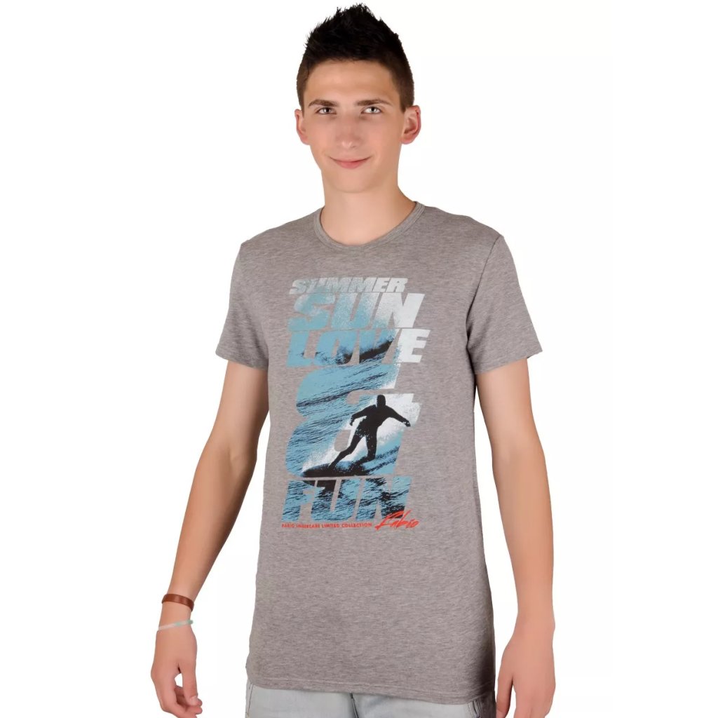Pánske jednofarebné tričko s obrázkom surfingu Fabio (Farba / Veľkosť <img KodProduktu="2109182408H"> modrá / S/M)