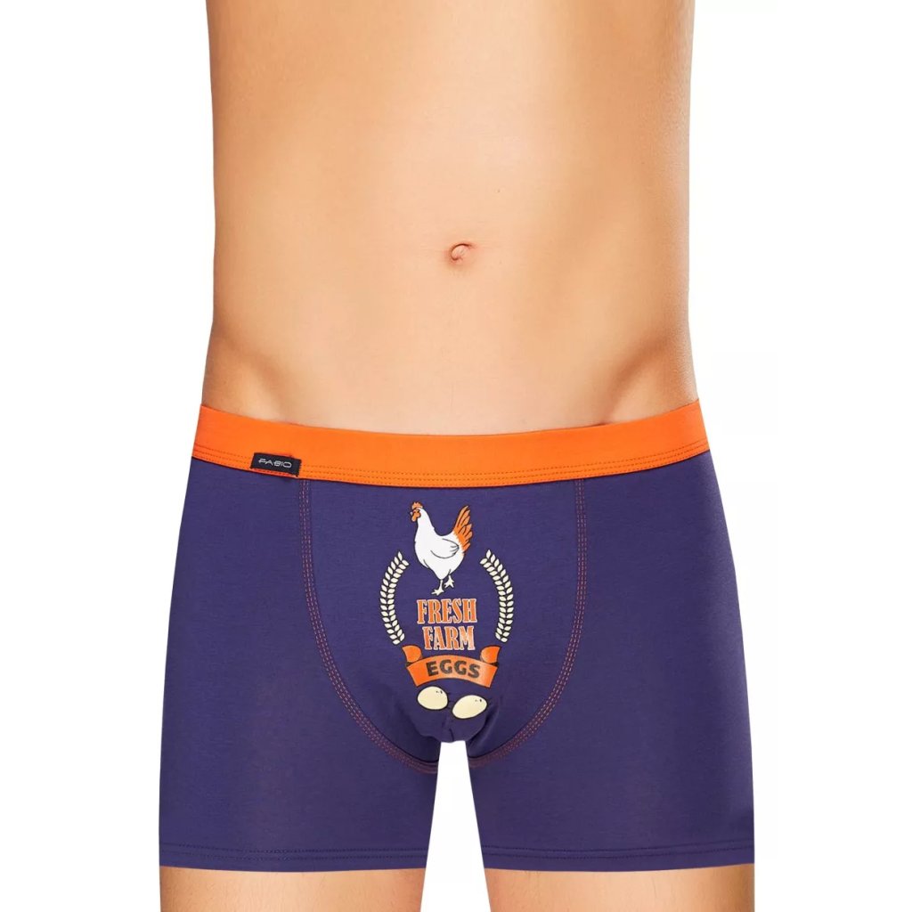 Pánske jednofarebné boxerky s obrázkom sliepky Fabio (Farba / Veľkosť <img KodProduktu="2117119194H"> granát (modrá) / XL/XXL)