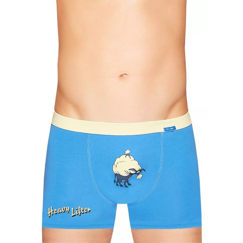 Pánske jednofarebné boxerky s obrázkom oslíka Fabio (Farba / Veľkosť <img KodProduktu="2117119196H"> modrá svetlá / XL/XXL)