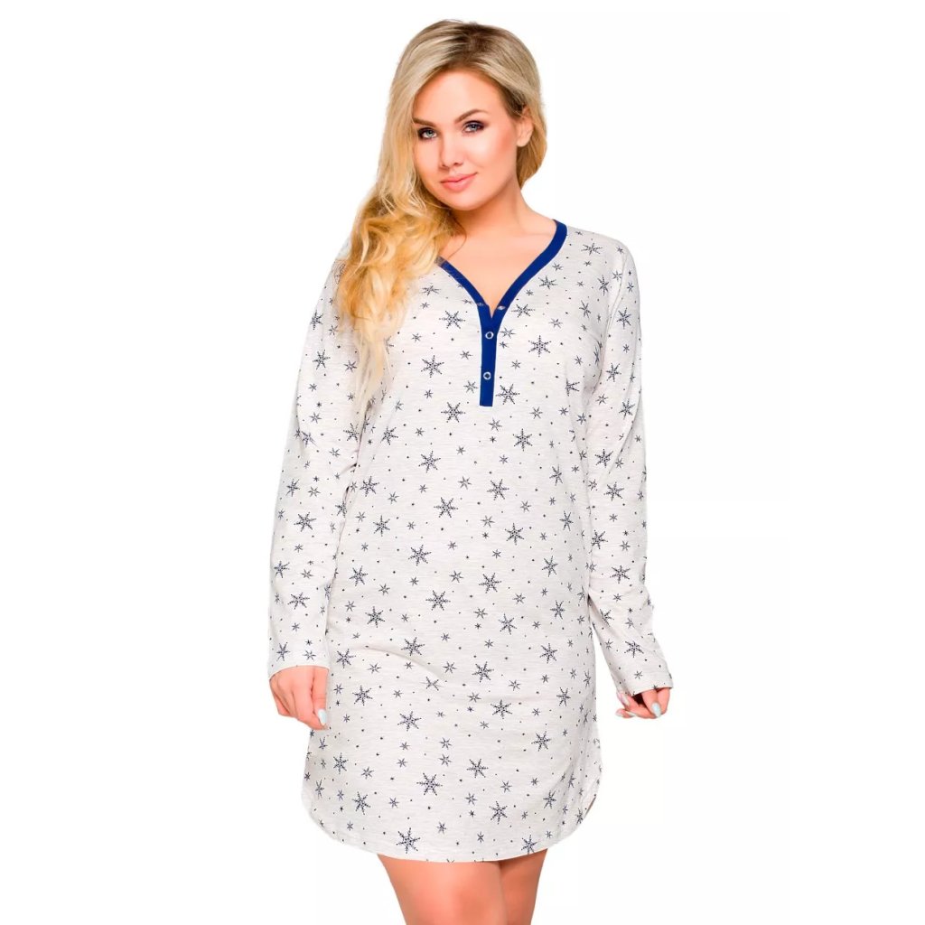 Dámska košeľa Tamara nadmernej veľkosti so vzorom vločiek Taro (Farba / Veľkosť <img KodProduktu="04212771H"> šampaň / 3XL)
