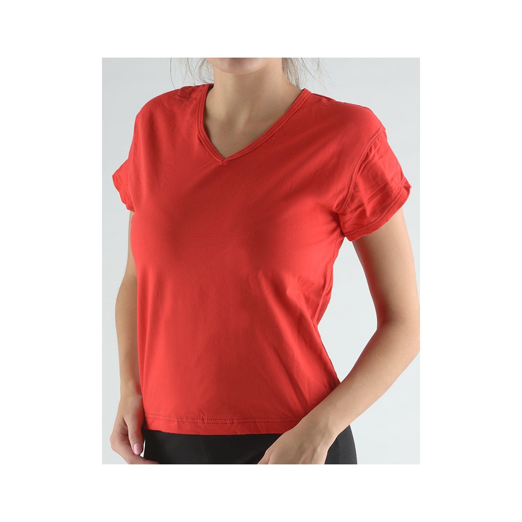 Tričko s křidélkovými rukávmi a V výstrihom jednofarebné 98022P (Farba / Veľkosť <img KodProduktu="98022P"> čerešňová / M)