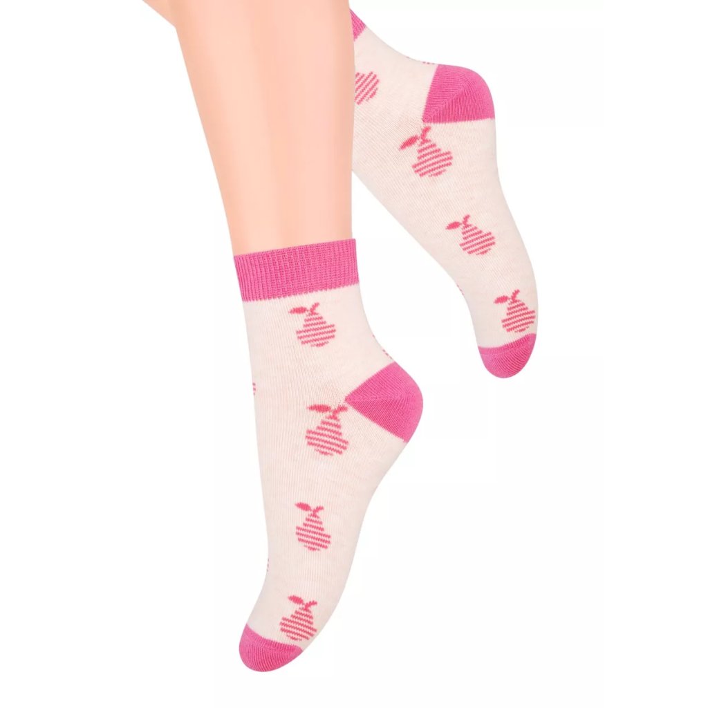 Dievčenské členkové ponožky so vzorom hrušiek 004/123 STEVEN (Farba / Veľkosť <img KodProduktu="18004d123H"> ružová (pink) / 29/31)