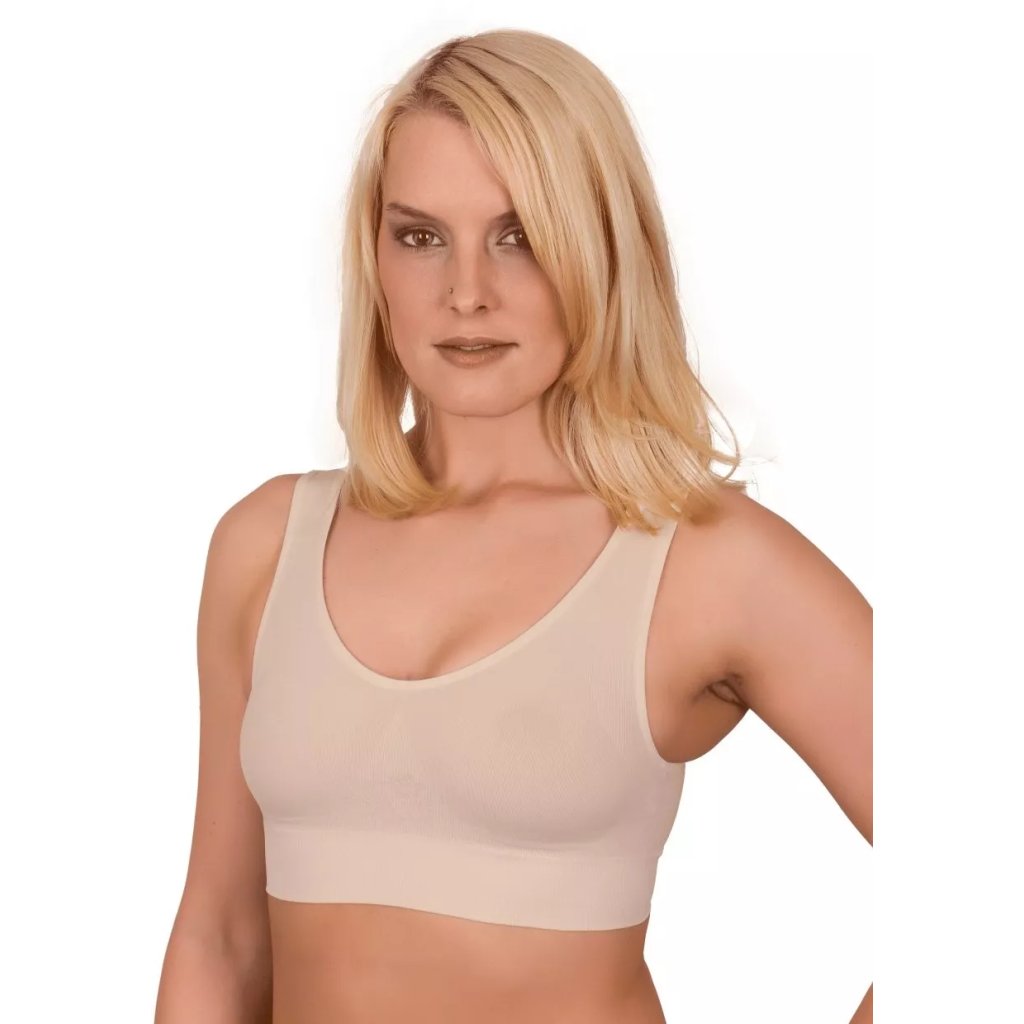 Dámsky bezšvový top na široké ramienka 06-1 Hanna Style (Farba / Veľkosť <img KodProduktu="2806001H"> telová / L/XL)