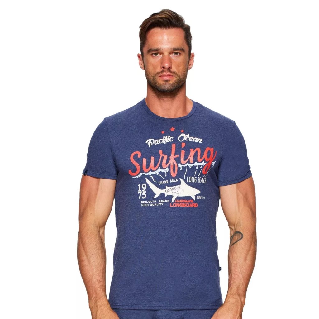 Pánske tričko s nápisom Surfing Fabio (Farba / Veľkosť <img KodProduktu="2109182806H"> modrá melír / XL/XXL)