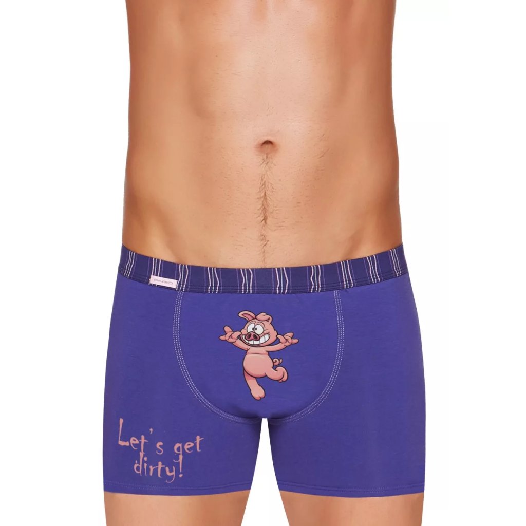 Pánske jednofarebné boxerky s obrázkom prasiatka Fabio (Farba / Veľkosť <img KodProduktu="2117119216H"> modrá / XL/XXL)