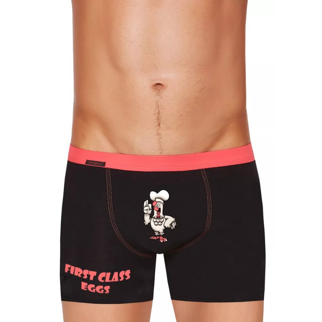 Pánske jednofarebné boxerky s obrázkom sliepky Fabio (Farba / Veľkosť <img KodProduktu="2117119220H"> čierna / XL/XXL)